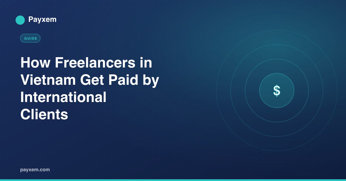 Payxem invoice and USD wallet on a phone, for freelancers in Vietnam receiving international payments